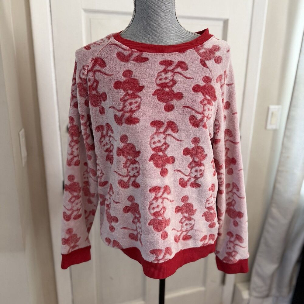Disney Mickey Minnie Sweatshirt Women’s L Print Plush